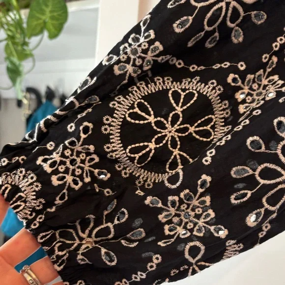 NWT Women’s Size L Worthington Black & White Embroidered Midi Shirtdress - Picture 7 of 12